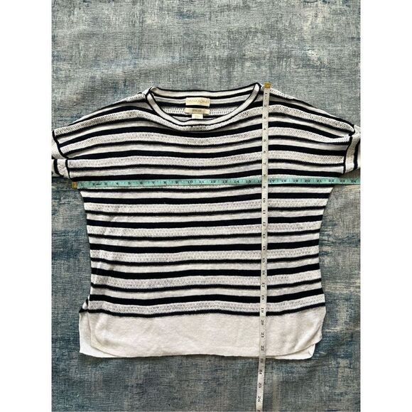 Cynthia Rowley White Dark Navy Blue 100% Linen Lightweight Sweater Medium - Picture 4 of 7